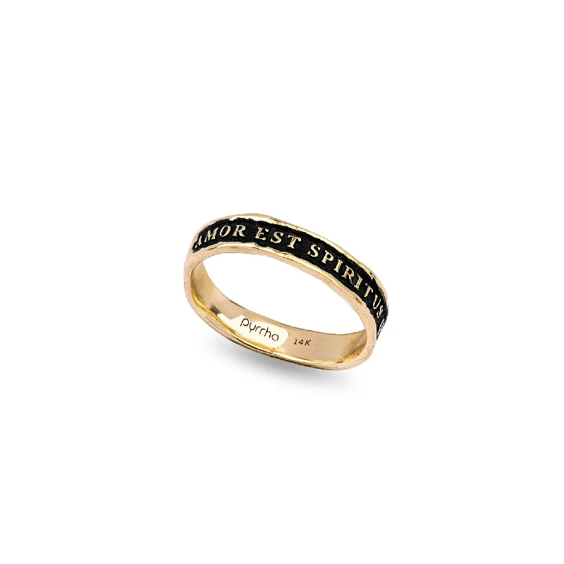 Art Deco - Inspired Women's Rings with Geometric Shapes in 14K GoldLove Is the Breath that Sustains Us Narrow 14K Gold Textured Band Ring